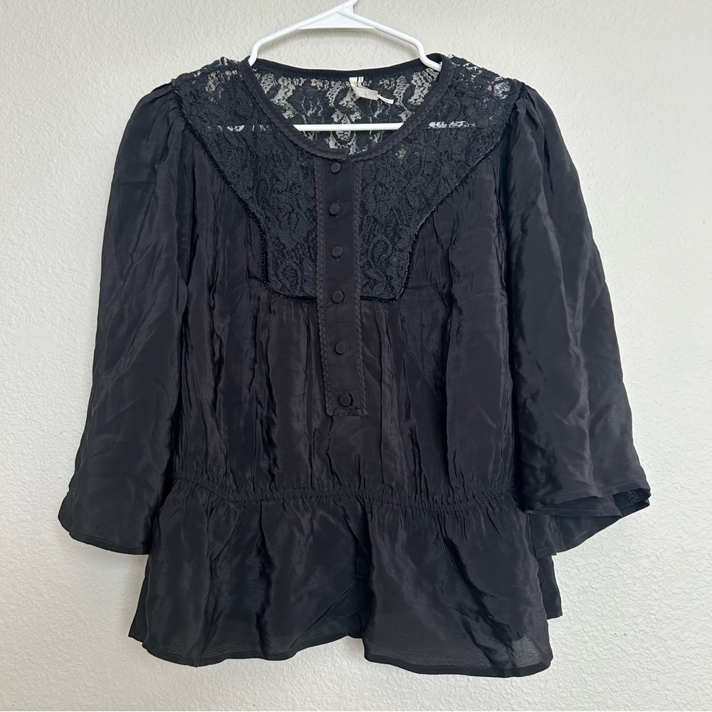Feather Bone by Anthropologie Lace Wide Sleeve Blouse